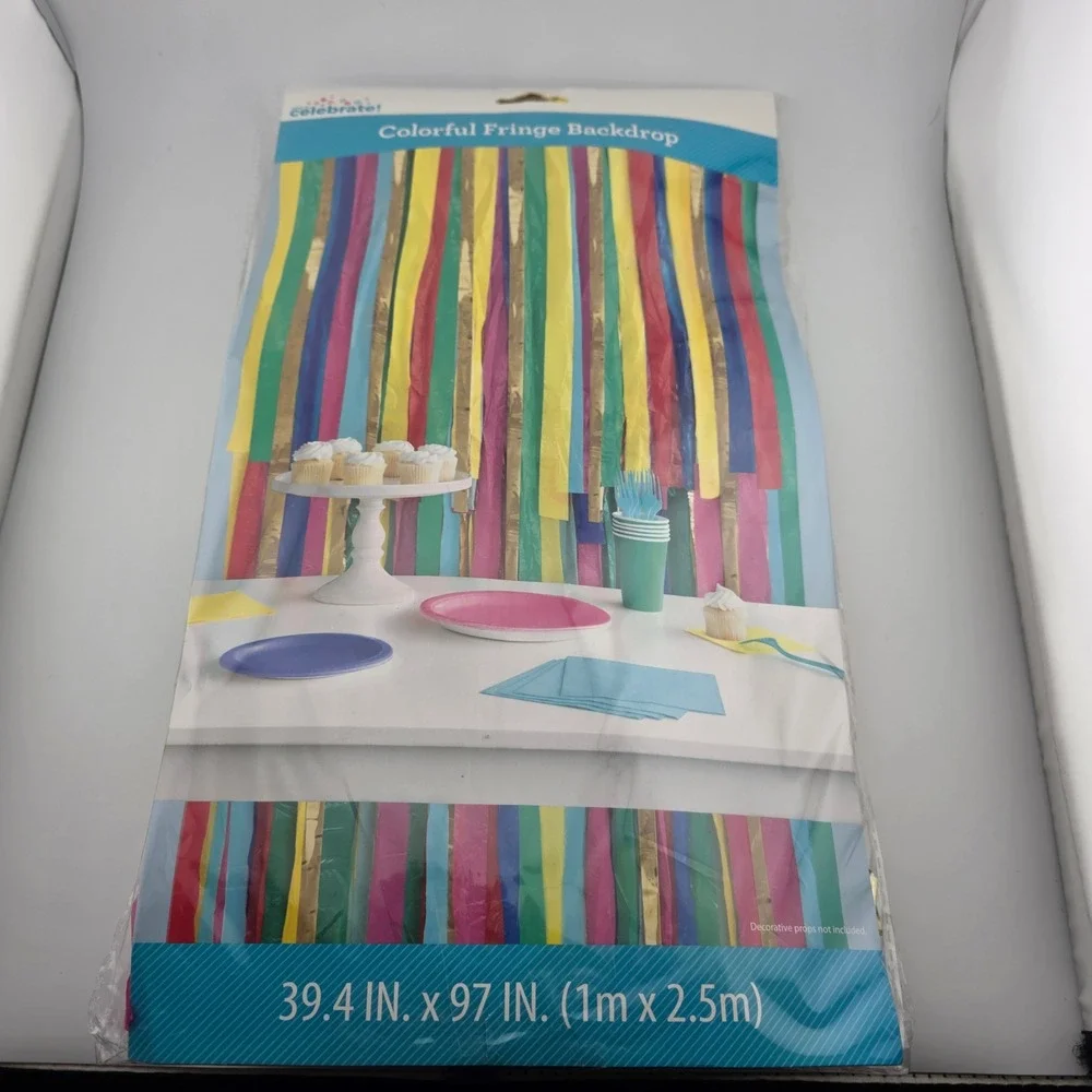 Way‎ to Celebrate Colorful Birthday Decor Bundle Fringe Backdrop Balloon Kit